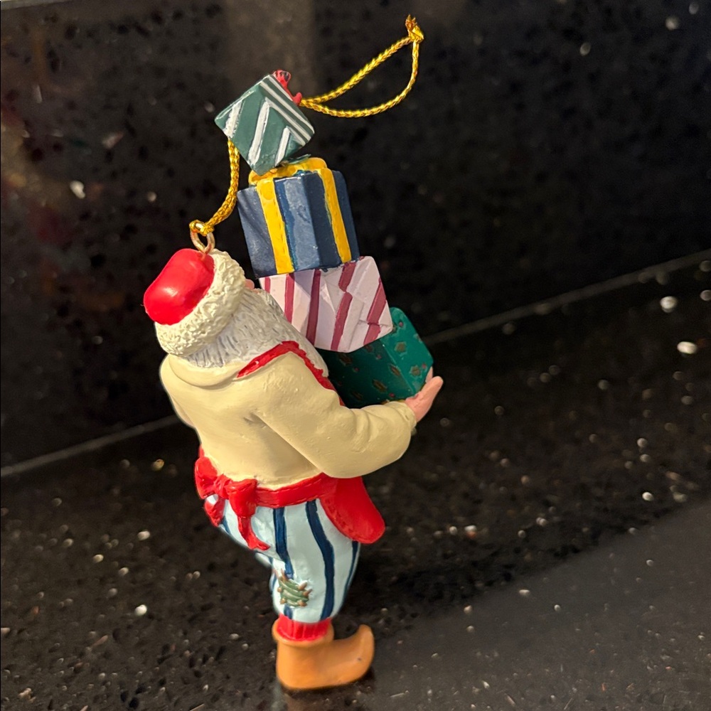2 Santa Ornaments: Hallmark Keepsake Woodland Santa & Santa w Presents Stack - Picture 7 of 8